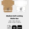 Self Locking Mailer Box Die line 230x160x60mm