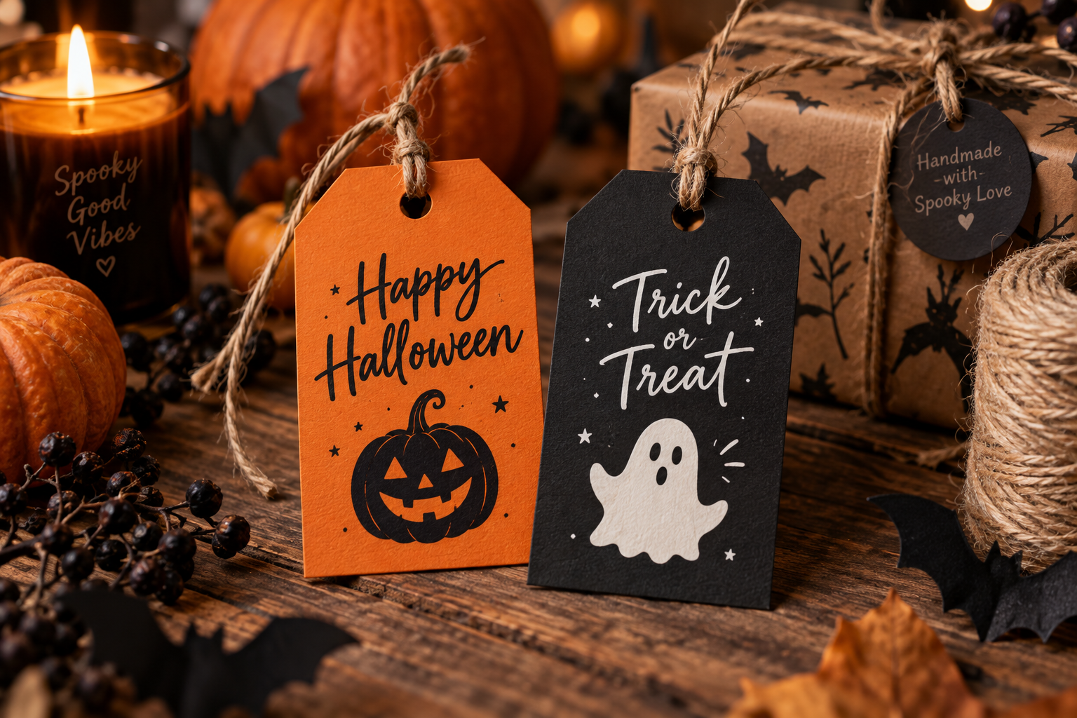 Halloween bakery treat tags for cookie packaging