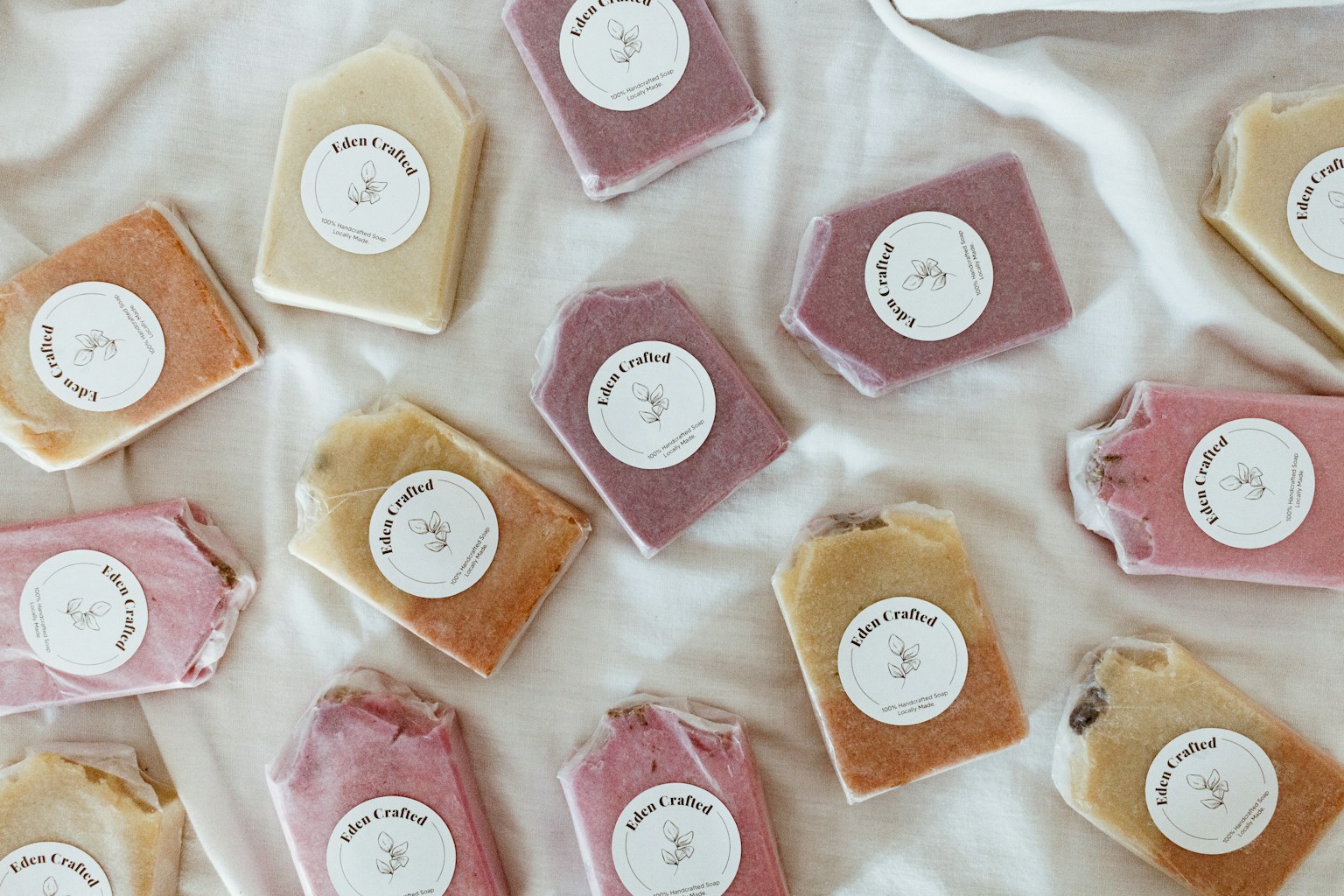Handcrafted soap packaging for a small soap business