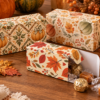 Thanksgiving printable gift boxes in autumn patterns with wrapped candy favors