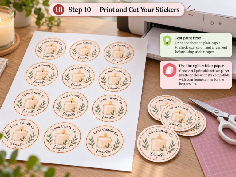 Sticker tutorial step 10 printing and cutting the finished sticker sheet